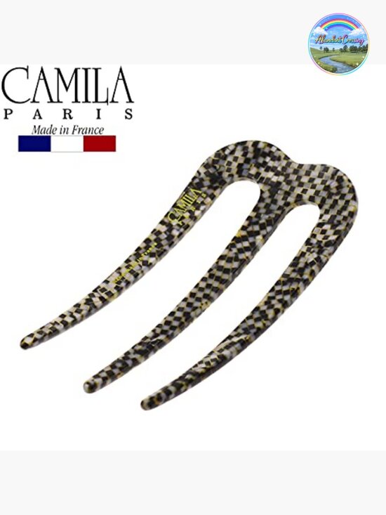 3-Prong French Twist Hair Stick Clip Pins for Bun Updo, Cellulose Acetate Hair main image 4